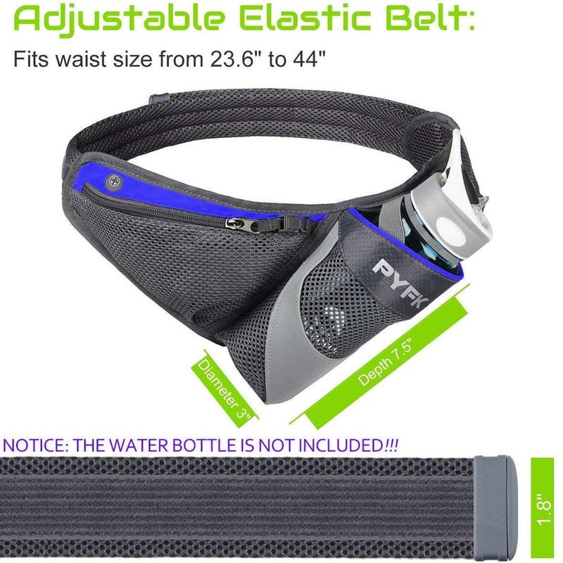 PYFK Running Belt Hydration Waist Pack with Water Bottle Holder for Men Women Waist Pouch Fanny Bag Reflective (Blue) - Image 2